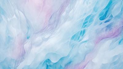 The primary subject of the image is a painting of a blue and white ocean. The setting is a water surface, and the visual style is a digital art or illustration. The dominant colors are blue and white, creating a serene and calming atmosphere.
