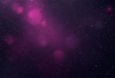 The primary subject of the image is a purple background with a starry sky. The setting is a dark, star-filled sky, and the visual style is a combination of a photo and digital art. The colors and mood of the image are predominantly purple, creating a serene and calming atmosphere.