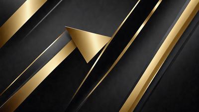 The primary subject of the image is a gold triangle, which is the main object, scene, or focus of the image. The setting is a black background, which contrasts with the gold triangle. The visual style is a pattern, as the triangle is part of a larger pattern. The colors and mood are predominantly gold and black, creating a bold and striking visual effect.