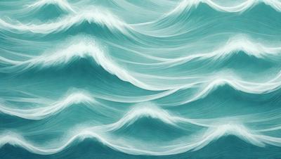 The primary subject of the image is a large body of water, which appears to be a blue ocean. The setting is a vast expanse of water, with no visible land or other objects in the background. The visual style of the image is a combination of digital art and illustration, creating a dynamic and vibrant scene. The dominant colors in the image are blue and white, giving the scene a serene and calming atmosphere.
