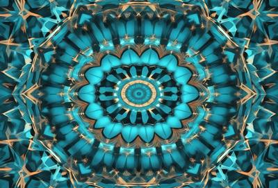The primary subject of the image is a blue and gold flower, which is the main object, scene, or focus of the image. The setting or background features a blue and gold pattern, which adds to the overall atmosphere and visual style of the image. The colors and mood of the image are predominantly blue and gold, creating a sense of harmony and beauty.
