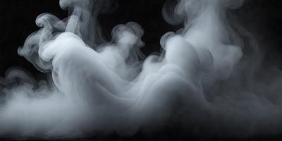 The primary subject of the image is a cloudy, smoky, and foggy scene. The setting is a dark background, which contrasts with the cloudy and smoky elements. The visual style is a combination of photo and digital art, creating a unique and atmospheric effect. The colors and mood of the image are predominantly dark and moody, with the smoky and foggy elements adding a sense of mystery and intrigue.