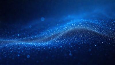 The primary subject of the image is a blue, swirling, and sparkling pattern. The setting is a dark background, which contrasts with the bright blue and sparkling pattern. The visual style appears to be a digital art or illustration, as the pattern is intricate and detailed. The colors and mood of the image are predominantly blue, creating a sense of calmness and tranquility.
