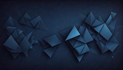 The primary subject of the image is a blue background with a pattern of triangles. The setting is a dark blue background, which creates a contrast with the triangles. The visual style is a combination of digital art and illustration, as the triangles are arranged in a visually appealing manner. The colors and mood of the image are predominantly dark and moody, with the blue background and triangles creating a sense of depth and intrigue.