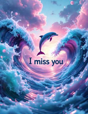 The primary subject of the image is a dolphin, which is the main focus of the scene. The dolphin is flying through the air, surrounded by a beautiful and colorful ocean. The setting is a vibrant and lively underwater environment, with the dolphin soaring above the waves. The visual style of the image is a combination of digital art and illustration, creating a dynamic and engaging scene. The colors and mood of the image are predominantly pink and purple, giving the scene