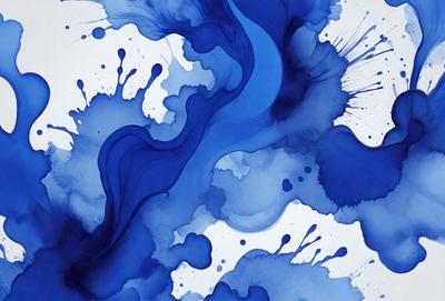 The primary subject of the image is a blue and white painting, featuring a blue background and white swirls. The setting is an artistic environment, with the painting displayed on a wall. The visual style is a painting, which showcases the artist's skill in creating a visually appealing and intricate design. The dominant colors are blue and white, creating a calming and serene atmosphere.
