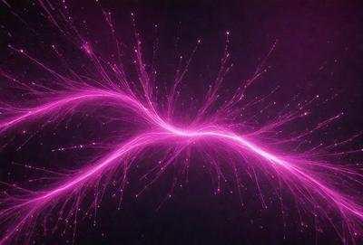 The primary subject of the image is a bright pink light or energy source, which appears to be a neon light or a purple light. The light is emanating from a central point and is surrounded by a purple background. The visual style of the image is a combination of a photo and digital art, creating a unique and eye-catching effect. The colors and mood of the image are predominantly pink and purple, giving it a vibrant and energetic atmosphere.