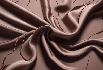 The primary subject of the image is a close-up of a piece of brown fabric, possibly a piece of silk. The setting is a dark background, which contrasts with the fabric. The visual style appears to be a close-up of the fabric, possibly a photo or a digital art piece. The colors and mood of the image are predominantly dark, with the brown fabric being the main focus.