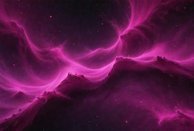 The primary subject of the image is a pink nebula, which is a swirling mass of gas and dust in space. The setting is a dark, star-filled sky, with the nebula as the main focus. The visual style is a combination of a photo and digital art, creating a unique and captivating representation of the celestial phenomenon. The dominant colors are pink and purple, giving the image a warm and dreamy atmosphere.