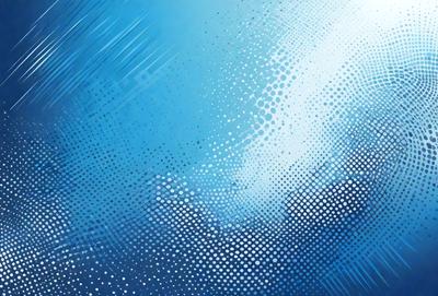The primary subject of the image is a blue background with a pattern of white dots. The setting appears to be a cloudy sky, and the visual style is a combination of a photo and digital art. The dominant colors are blue and white, creating a calm and serene atmosphere.