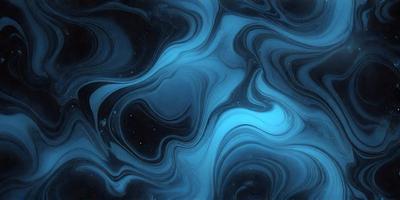 The primary subject of the image is a blue and black swirling pattern, which appears to be a digital art or illustration. The setting is a dark background, and the visual style is a combination of digital art and illustration. The dominant colors are blue and black, creating a moody and dramatic atmosphere.