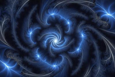 The primary subject of the image is a blue spiral pattern, which appears to be a digital art or illustration. The setting is a dark blue background, creating a contrasting and visually striking scene. The visual style is a combination of digital art and illustration, with the spiral pattern being the main focus. The colors and mood of the image are predominantly dark blue, creating a sense of depth and mystery.