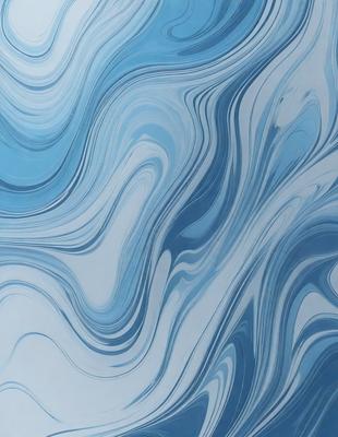 The primary subject of the image is a blue and white swirling pattern, which appears to be a digital art or illustration. The setting is a blue background, and the visual style is a combination of digital art and illustration. The dominant colors are blue and white, creating a calming and soothing atmosphere.
