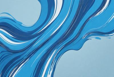 The primary subject of the image is a large, blue wave with white and blue swirls. The wave is the main focus of the image, and it is set against a blue background. The visual style of the image is a combination of digital art and illustration, creating a dynamic and vibrant scene. The dominant colors in the image are blue and white, with the blue wave and white swirls creating a sense of movement and energy.