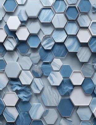 The primary subject of the image is a blue and white marble tile wall. The setting is a room with a blue and white marble tile wall as the main focus. The visual style is a close-up of the marble tile wall, showcasing its intricate design. The colors and mood of the image are predominantly blue and white, creating a clean and elegant atmosphere.
