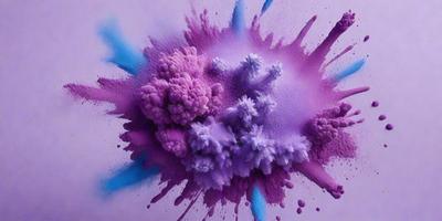 The primary subject of the image is a purple and pink flower, which is the main object, scene, or focus of the image. The setting is a purple and pink background, which adds to the overall atmosphere of the image. The visual style is a combination of photo and digital art, creating a unique and eye-catching representation of the flower. The colors and mood of the image are predominantly purple and pink, giving it a vibrant and lively appearance.