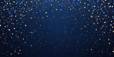 The primary subject of the image is a blue background with gold glittering stars scattered throughout the scene. The setting appears to be a night sky, and the visual style is a combination of a photo and digital art. The dominant colors are blue and gold, creating a serene and peaceful atmosphere.