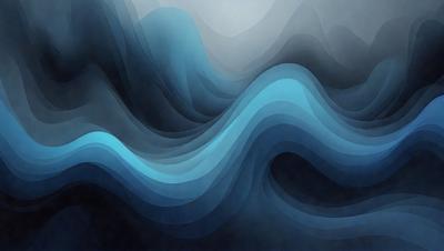The primary subject of the image is a blue wave, which is the main focus of the scene. The setting is a dark blue background, creating a moody atmosphere. The visual style is a digital art or illustration, as the wave is depicted in a stylized manner. The dominant colors are blue and black, with the blue wave being the most prominent feature in the image.