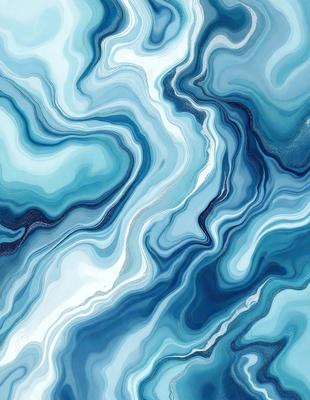 The primary subject of the image is a blue and white ocean wave. The setting is the ocean, with the wave being the main focus of the image. The visual style is a photo of the ocean, capturing the beauty of the waves. The dominant colors are blue and white, creating a serene and calming atmosphere.