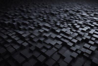 The primary subject of the image is a black and white pattern of squares, which creates a visually striking and intricate design. The setting is a black background, which emphasizes the pattern and adds a sense of depth to the image. The visual style is a combination of digital art and illustration, as the squares are arranged in a deliberate and artistic manner. The colors and mood of the image are predominantly black and white, giving it a classic and timeless feel.