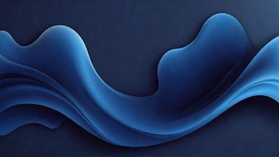 The primary subject of the image is a blue, curved, and flowing object that resembles a wave or a piece of art. The setting is a dark background, which contrasts with the blue object. The visual style appears to be a digital art or illustration, as the blue object is smooth and fluid. The colors and mood of the image are predominantly blue, creating a calm and serene atmosphere.