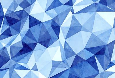 The primary subject of the image is a blue and white geometric pattern, which is the main focus of the image. The setting is a blue background, and the visual style is a digital art or illustration. The dominant colors are blue and white, creating a calm and soothing atmosphere.