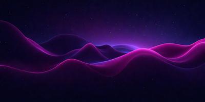 The primary subject of the image is a purple and pink wave pattern. The setting is a dark, starry night sky, creating a contrasting backdrop for the wave pattern. The visual style is a digital art or illustration, with the wave pattern being the main focus of the image. The colors and mood of the image are predominantly purple and pink, giving it a calming and serene atmosphere.