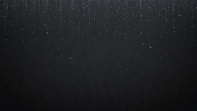 The primary subject of the image is a black background with a few white drops of water scattered across it. The setting appears to be a dark, moody environment. The visual style of the image is a close-up of the water droplets, creating a sense of depth and detail. The colors in the image are predominantly black and white, with the white droplets standing out against the dark background. The overall atmosphere of the image is somewhat mysterious and dramatic.