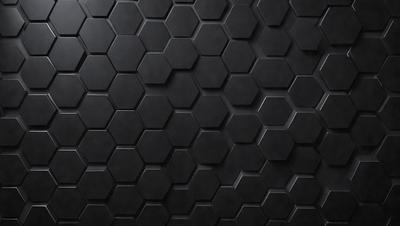 The primary subject of the image is a black and white patterned surface, which appears to be a black tile or a black and white checkered pattern. The setting is a dark room, and the visual style is a close-up of the patterned surface. The colors and mood of the image are predominantly dark and moody, with the black and white pattern creating a sense of depth and contrast.