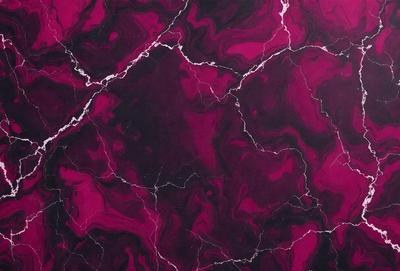 The primary subject of the image is a close-up of a marbled surface, which appears to be a purple marble. The setting is a wall with a purple marble texture, and the visual style is a close-up of the marbled surface. The colors and mood of the image are predominantly purple, creating a visually striking and elegant appearance.