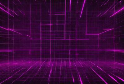 The primary subject of the image is a purple, pink, and black patterned wall. The setting is a room with a purple and pink color scheme. The visual style is a combination of digital art and illustration. The dominant colors and overall atmosphere are vibrant and energetic.