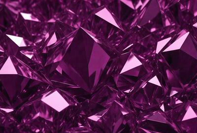 The primary subject of the image is a large cluster of purple crystals, which are the main objects in the scene. The setting is a purple background, which creates a visually striking contrast with the crystals. The visual style of the image is a close-up of the crystals, showcasing their intricate details. The colors and mood of the image are predominantly purple, giving it a vibrant and lively atmosphere.