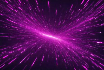 The primary subject of the image is a purple light streak, which appears to be a neon light or a purple laser beam. The setting is a dark background, which contrasts with the bright purple light. The visual style is a close-up of the purple light, emphasizing its vibrant color and unique appearance. The colors and mood of the image are predominantly purple, creating a sense of energy and excitement.