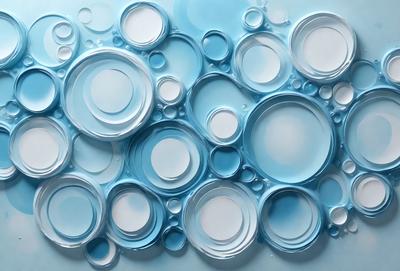 The primary subject of the image is a blue and white patterned wall. The setting is a room with a blue and white color scheme. The visual style is a combination of digital art and illustration. The dominant colors are blue and white, creating a calm and soothing atmosphere.