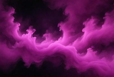 The primary subject of the image is a purple, pink, and white cloud. The cloud is the main object, scene, or focus of the image. The setting or background is a dark, cloudy sky. The visual style of the image is a digital art or illustration, as it appears to be a painting or drawing. The dominant colors in the image are purple, pink, and white, creating a calm and serene atmosphere.