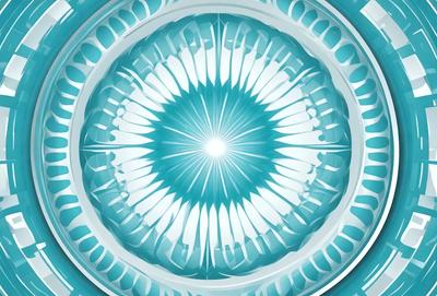 The primary subject of the image is a blue circle with a white center. The circle appears to be a part of a larger, more complex design. The setting is a blue background, which complements the blue circle. The visual style is a combination of digital art and illustration, creating a unique and eye-catching design. The colors and mood of the image are predominantly blue and white, giving it a calm and serene atmosphere.
