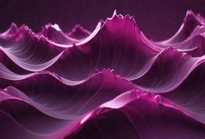The primary subject of the image is a purple mountain range. The setting is a dark background, which contrasts with the purple mountain range. The visual style is a combination of a photo and digital art, creating a unique and artistic representation of the mountain range. The dominant colors are purple and black, giving the image a dramatic and moody atmosphere.