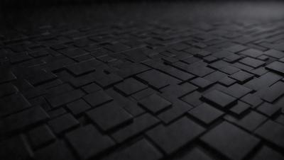 The primary subject of the image is a black and white patterned surface, which appears to be a black tile or a black and white checkered floor. The setting is a dark room, and the visual style is a close-up of the patterned surface. The colors and mood of the image are predominantly dark and moody, with the black and white pattern creating a sense of depth and contrast.