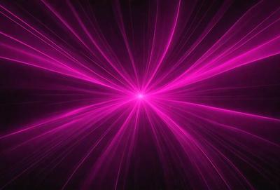 The primary subject of the image is a bright pink light, which appears to be a neon light or a purple light with a pink hue. The light is shining in a dark room, creating a striking contrast. The setting is a dark room, and the visual style is a close-up of the light source. The colors and mood of the image are predominantly pink and purple, giving it a vibrant and lively atmosphere.