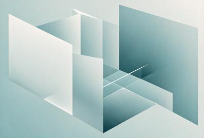 The primary subject of the image is a three-dimensional, abstract art piece. The setting is a blue background, which adds to the overall mood of the piece. The visual style is a combination of digital art and illustration, creating a unique and intriguing design. The colors are predominantly blue, which contributes to the calming and serene atmosphere of the artwork.
