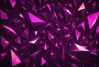 The primary subject of the image is a purple background with a pattern of triangles. The setting is a dark, purple space, and the visual style appears to be a digital art or illustration. The dominant colors are purple and pink, creating a moody and atmospheric mood.