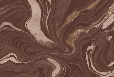 The primary subject of the image is a close-up of a brown and gold patterned surface, which appears to be a piece of art or a textured wall. The setting is a room with a brown and gold color scheme. The visual style is a combination of a photo and digital art, creating a unique and intricate design. The colors and mood of the image are warm and inviting, with the brown and gold tones evoking a sense of luxury and sophistication.
