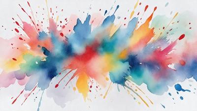 The primary subject of the image is a colorful, abstract painting. The painting features a mix of colors, including red, blue, yellow, and green. The setting is a white background, which provides a clean and uncluttered appearance. The visual style of the painting is a combination of digital art and illustration, creating a unique and vibrant piece of art. The dominant colors and overall atmosphere of the painting are lively and energetic, making it an eye-catching and engaging piece of artwork.