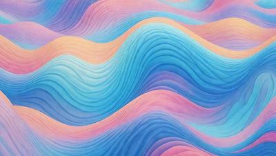 The primary subject of the image is a blue and pink wave pattern. The setting is a colorful, abstract background that complements the wave pattern. The visual style is a combination of digital art and illustration, creating a unique and vibrant design. The dominant colors are blue and pink, which evoke a sense of calmness and energy.