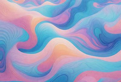 The primary subject of the image is a colorful, abstract painting featuring a mix of blue, pink, and orange hues. The painting is displayed on a wall, creating a vibrant and lively atmosphere. The visual style of the painting is a combination of digital art and illustration, giving it a unique and artistic appearance. The colors and mood of the painting evoke a sense of energy and creativity, making it an eye-catching and inspiring piece of art.