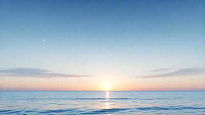 The primary subject of the image is the sunset, with the sun setting over the ocean. The setting is a vast body of water, with the sun's rays reflecting off the surface. The visual style is a photo, capturing the beauty of the sunset and the serene ocean. The colors and mood of the image are warm and tranquil, with the sun's hues creating a picturesque scene.