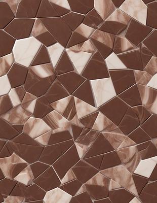 The primary subject of the image is a close-up of a marble tile pattern. The setting is a marble tile surface, which serves as the background. The visual style is a combination of a photo and digital art, as the image is a close-up of a marble tile pattern. The colors and mood of the image are predominantly brown and earthy tones, giving it a natural and elegant appearance.