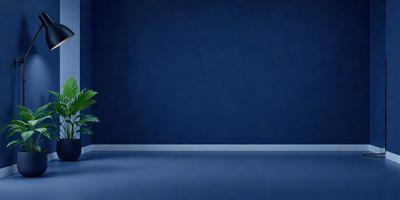 The primary subject of the image is a blue wall. The setting is a dark room with a blue background. The visual style is a photo, and the colors and mood are predominantly blue, creating a calm and serene atmosphere.