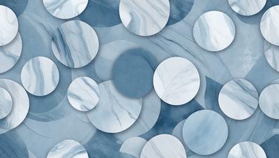 The primary subject of the image is a collection of white circles arranged in various patterns. The circles are placed on a blue background, which adds a contrasting color to the scene. The visual style of the image is a combination of photo and digital art, creating a unique and eye-catching pattern. The overall atmosphere of the image is calm and serene, with the blue background and white circles creating a sense of harmony and balance.