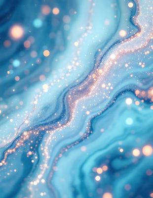 The primary subject of the image is a blue and white swirl pattern, which appears to be a digital art or illustration. The setting is a blue background, and the visual style is a combination of digital art and photography. The colors and mood of the image are predominantly blue and white, creating a serene and calming atmosphere.